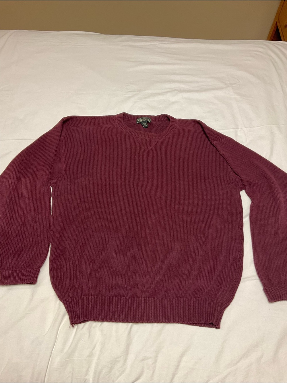 Men’s 100% Cotton Croft & Barrow Burgundy Crewneck Sweater. Sz. XL